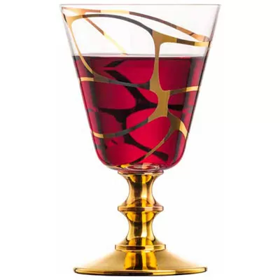 GOLD RED WINE GLASS